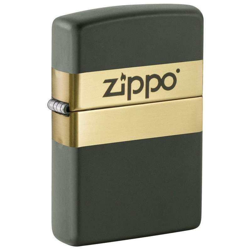 Zippo Lighter: Ribbon with Zippo Logo, Engraved – Green Matte 81492