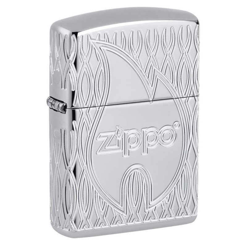 Zippo Lighter: Zippo Flame Design, Armor Multicut Engraved – High Polish Chrome 48838