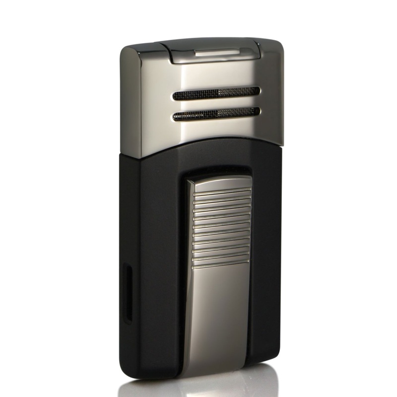 Caseti Corinth Black Lacquer Single Torch Flame Cigar Lighter