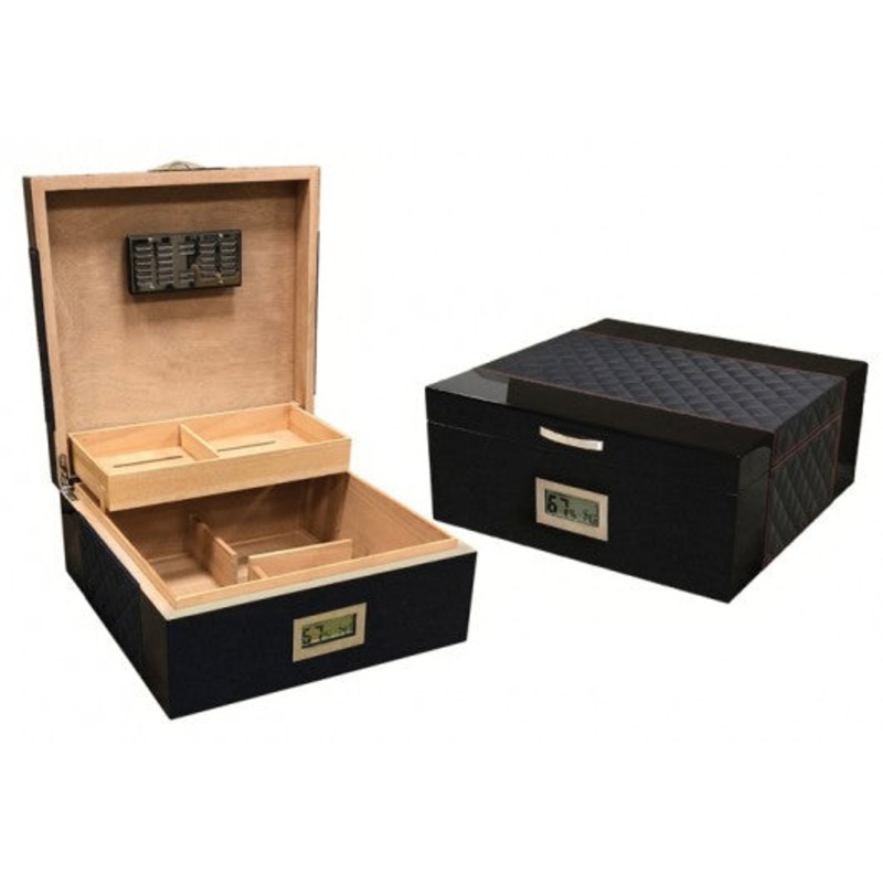 The Hampton Black Desktop Humidor by Prestige Imports – 200 Cigar ct.