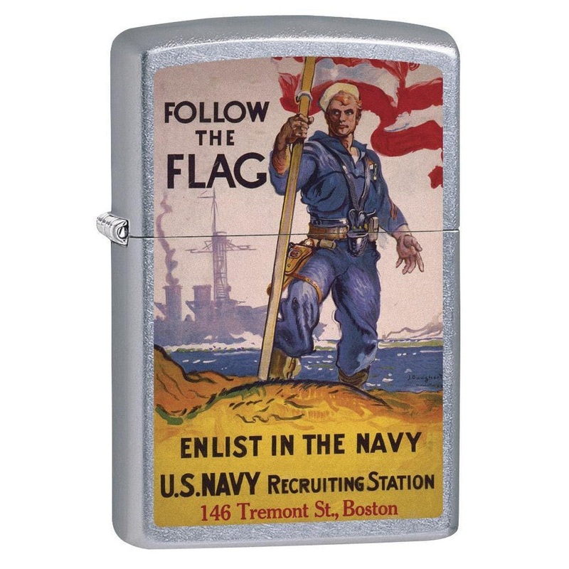Zippo Lighter: Military Poster, US Navy Follow the Flag – Street Chrome 79368