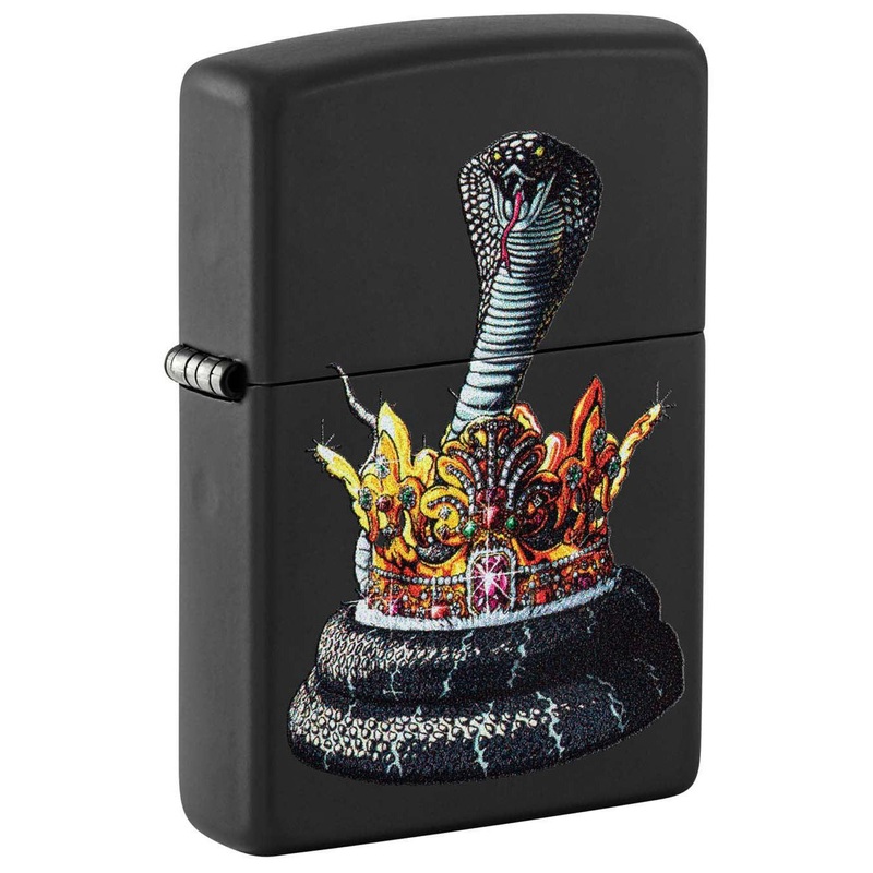 Zippo Lighter: Snake With Crown – Black Matte 48808
