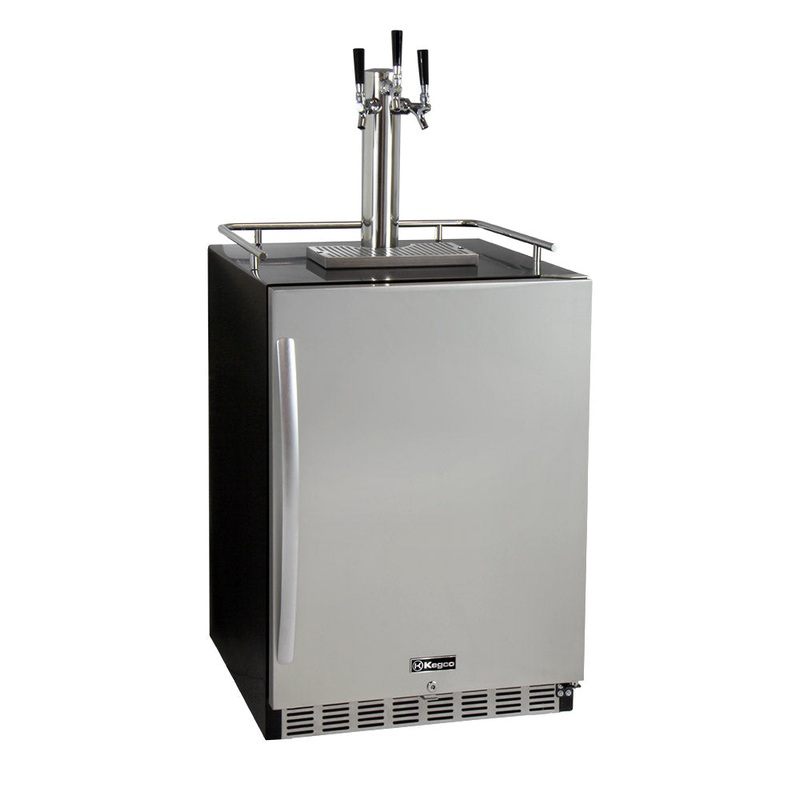24″ Wide Triple Tap Stainless Steel Built-in Right Hinge Kegerator With Kit