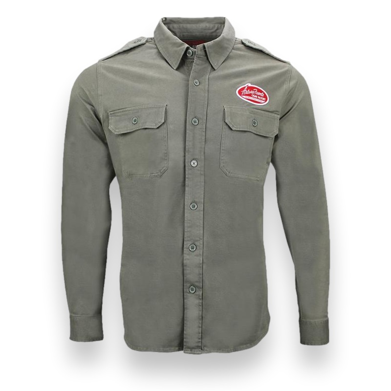 Arturo Fuente Military Inspired Long Sleeve Structured Green Button Up Shirts S