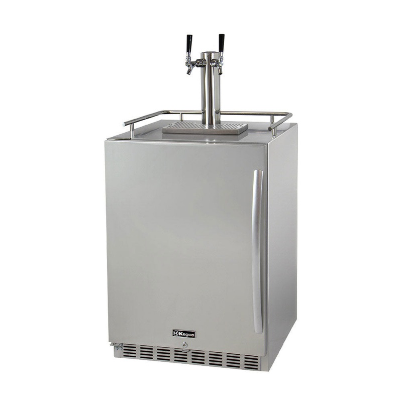 Dual Faucet Digital Outdoor Undercounter Left Hinge Kegerator With X-clusive Premium Direct Draw Kit