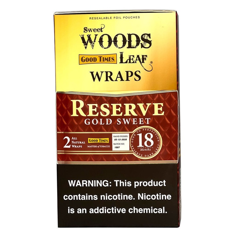 Sweet Woods Reserve Gold Sweet Leaf Wraps Gold Sweet 20 Packs of 2 (40ct)