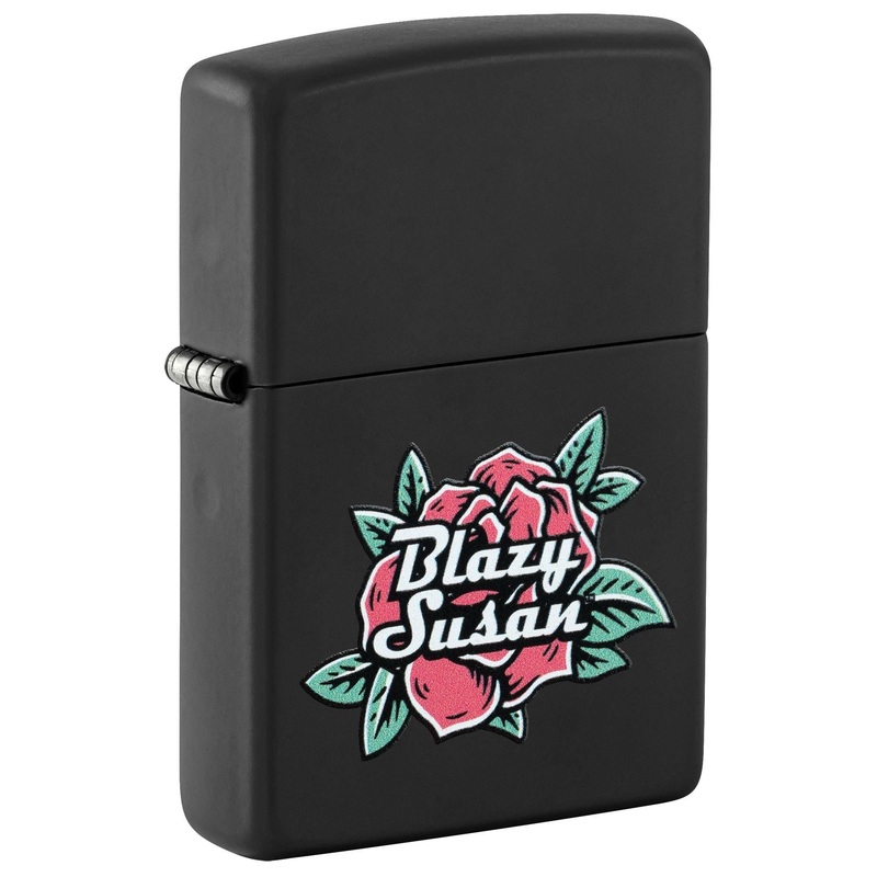Zippo Lighter: Blazy Susan Logo – Black Matte 46769