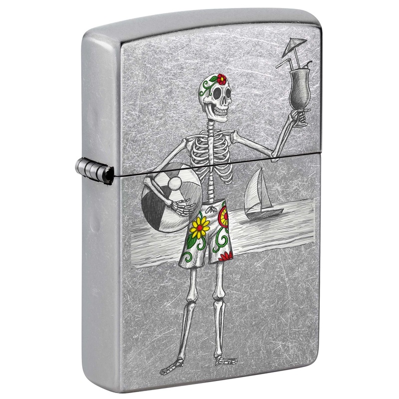 Zippo Lighter: Day of the Dead Beach Skeleton – Street Chrome 80981