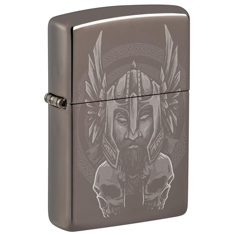 Zippo Lighter: Nordic Warrior and Skulls – Black Ice 81464