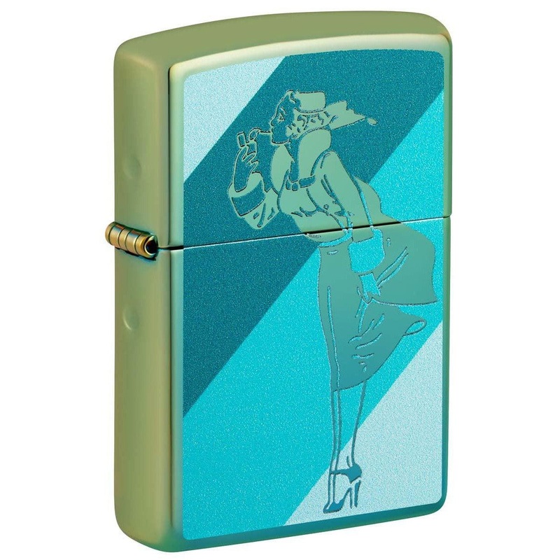 Zippo Lighter: Windy the Zippo Girl – High Polish Teal 48457