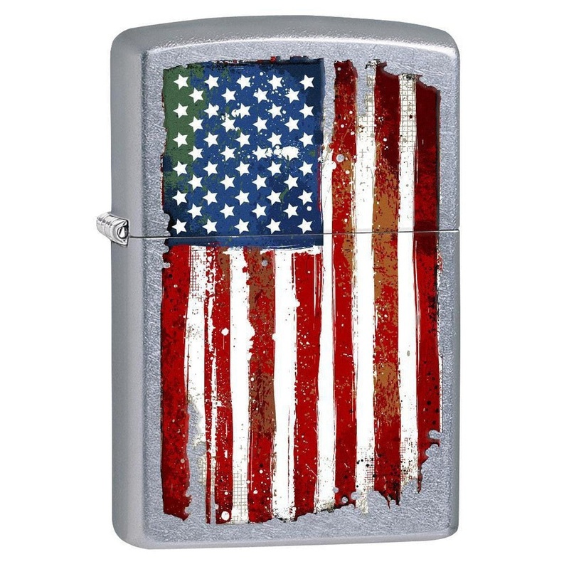 Zippo Lighter: Grunge American Flag – Street Chrome 77406
