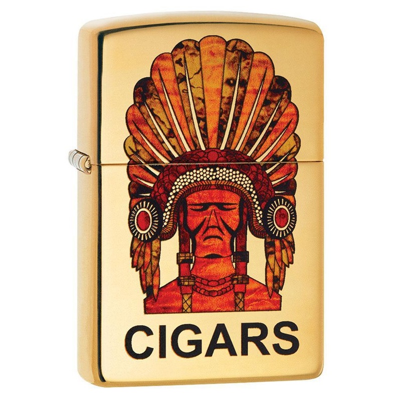 Zippo Lighter: Native American Cigars, Fusion – High Polish Brass 80715