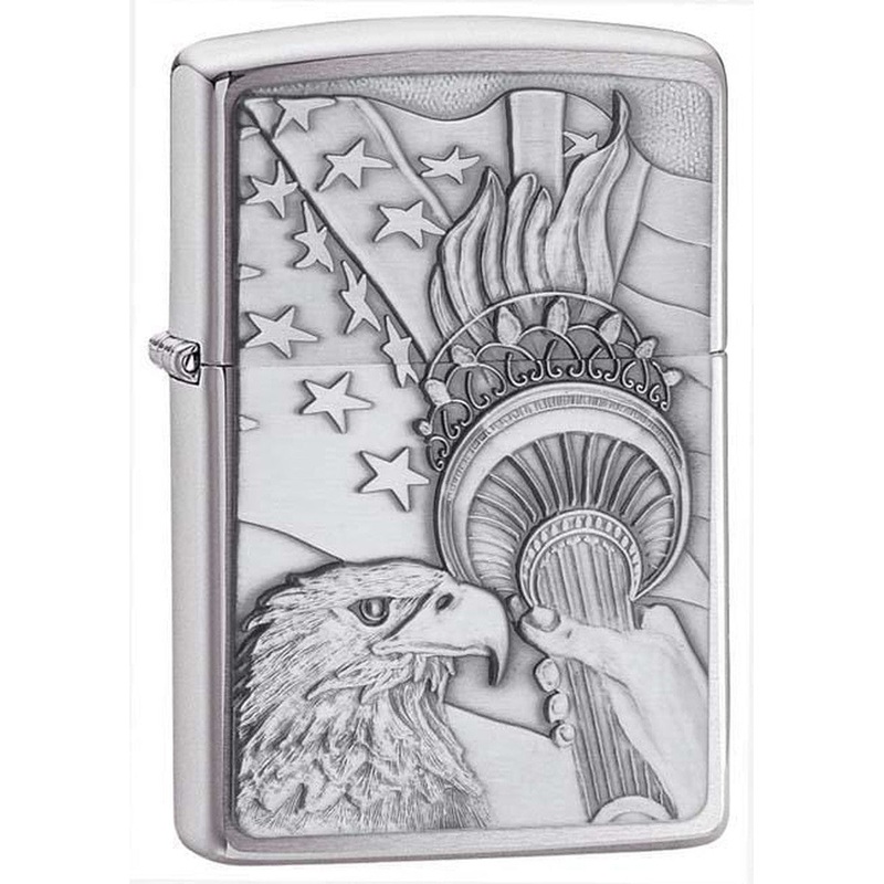 Zippo Lighter: Something Patriotic Emblem – Brushed Chrome 20895