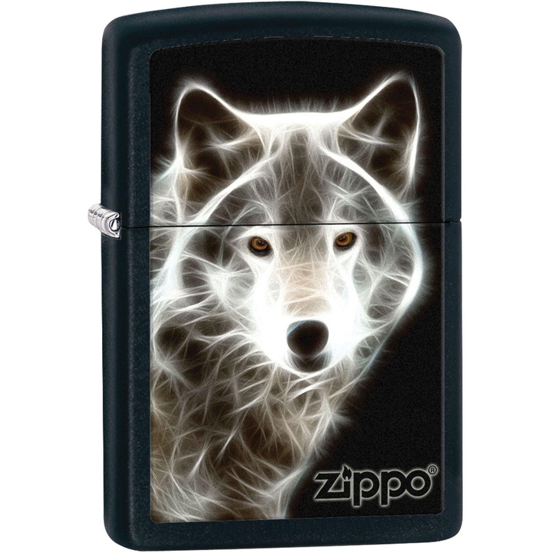 Zippo Lighter: White Wolf – Black Matte 81591