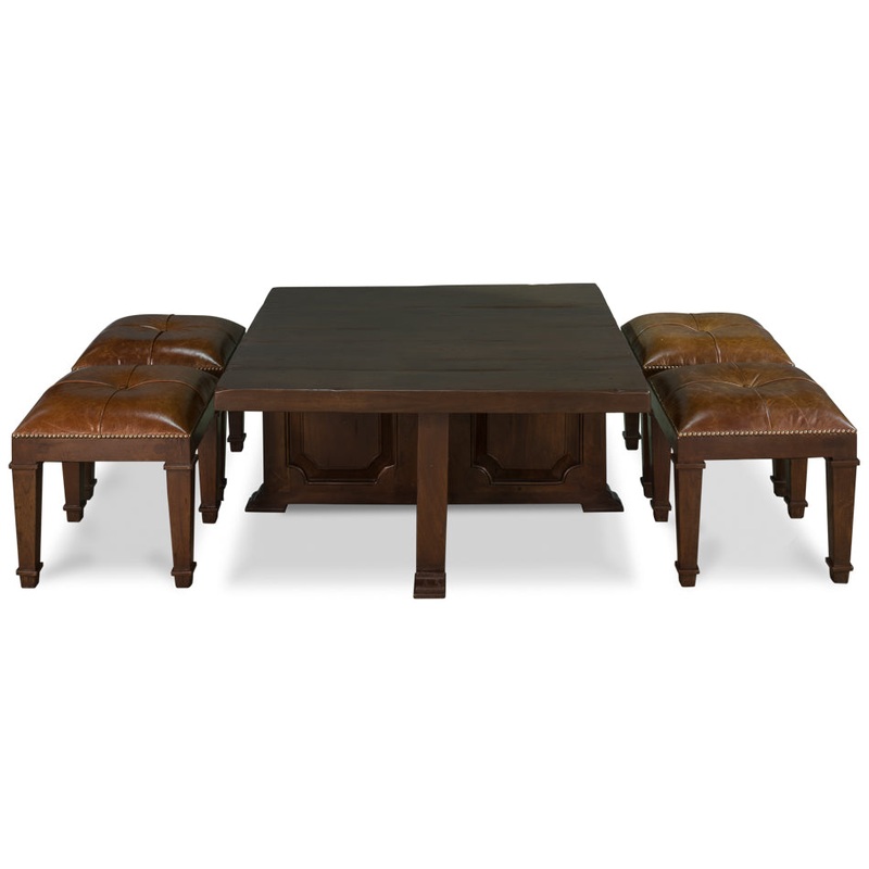 Cocktail Coffee Table W/Stools, Walnut by Sarreid