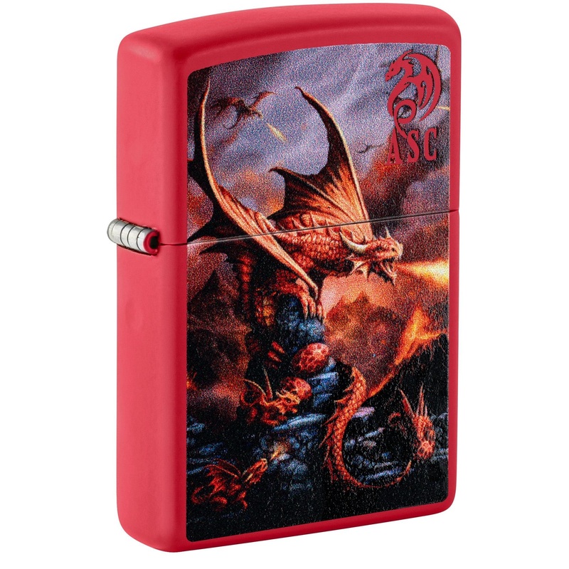Zippo Lighter: Fire Dragon by Anne Stokes – Red Matte 46690
