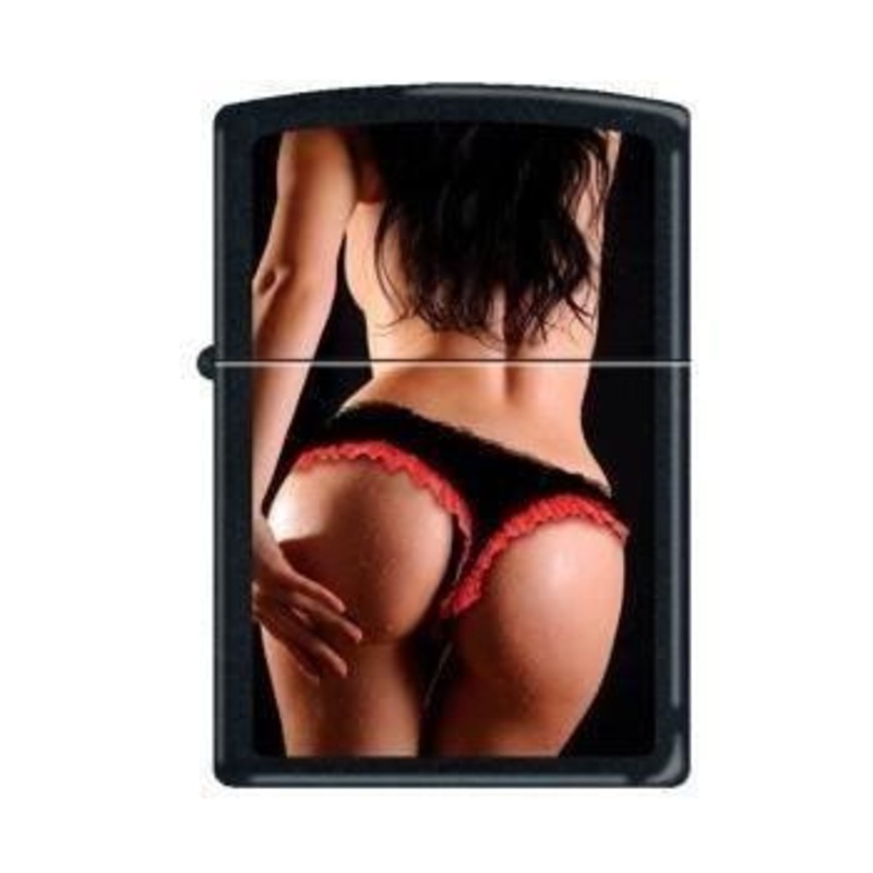 Zippo Lighter – View From Behind Black & Red Black Matte