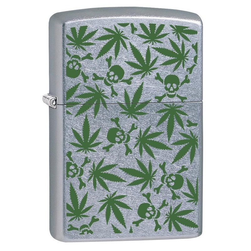 Zippo Lighter: Weed Leaves and Skulls – Street Chrome 79866