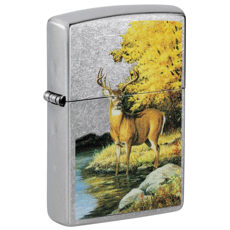 Zippo Lighter: Buck Deer by Linda Picken – Street Chrome 46165
