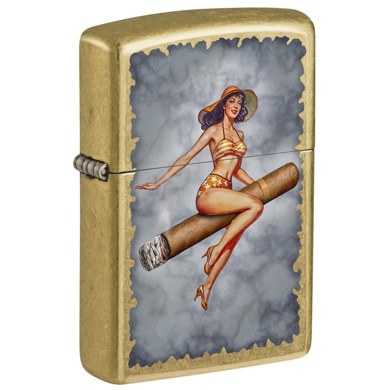Zippo Lighter: Pin-up Girl on Cigar – Street Brass 81692