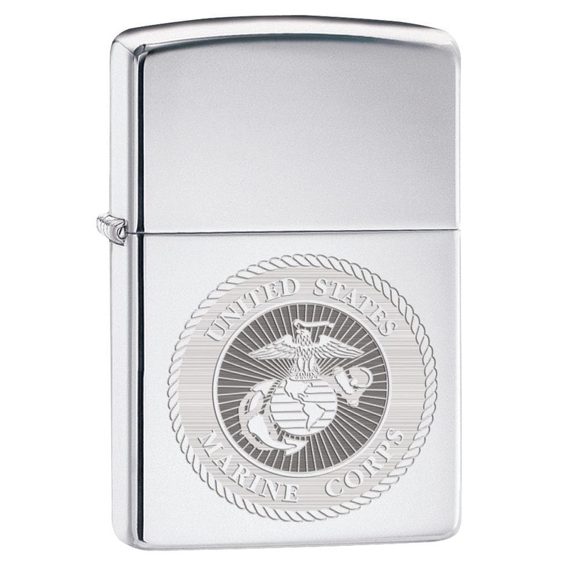 Zippo Lighter: USMC Marine Corps Engraved Seal – High Polish Chrome 80154