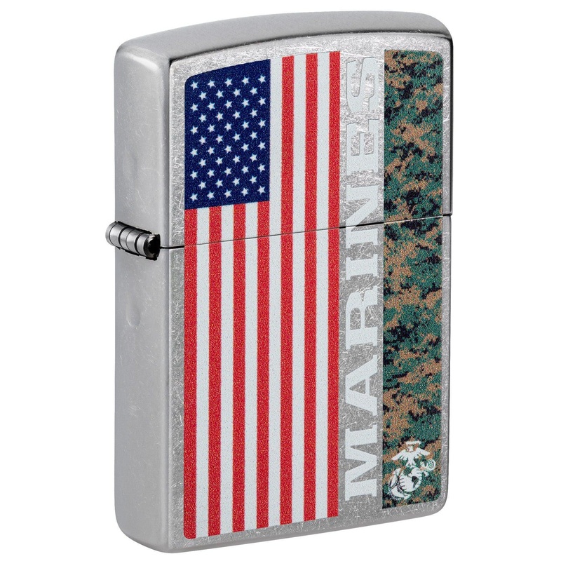 Zippo Lighter: USMC Marines with Flag – Street Chrome 81540