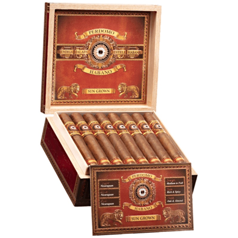 Perdomo Habano Bourbon Barrel-Aged Sun Grown Churchill (7.0″ x 54) Box of 24